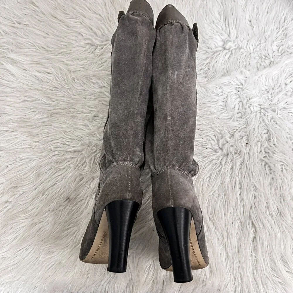 MICHAEL‎ MICHAEL KORS Tall Slouchy Shaft Boots Stale Grey Suede Leather Size 7 M